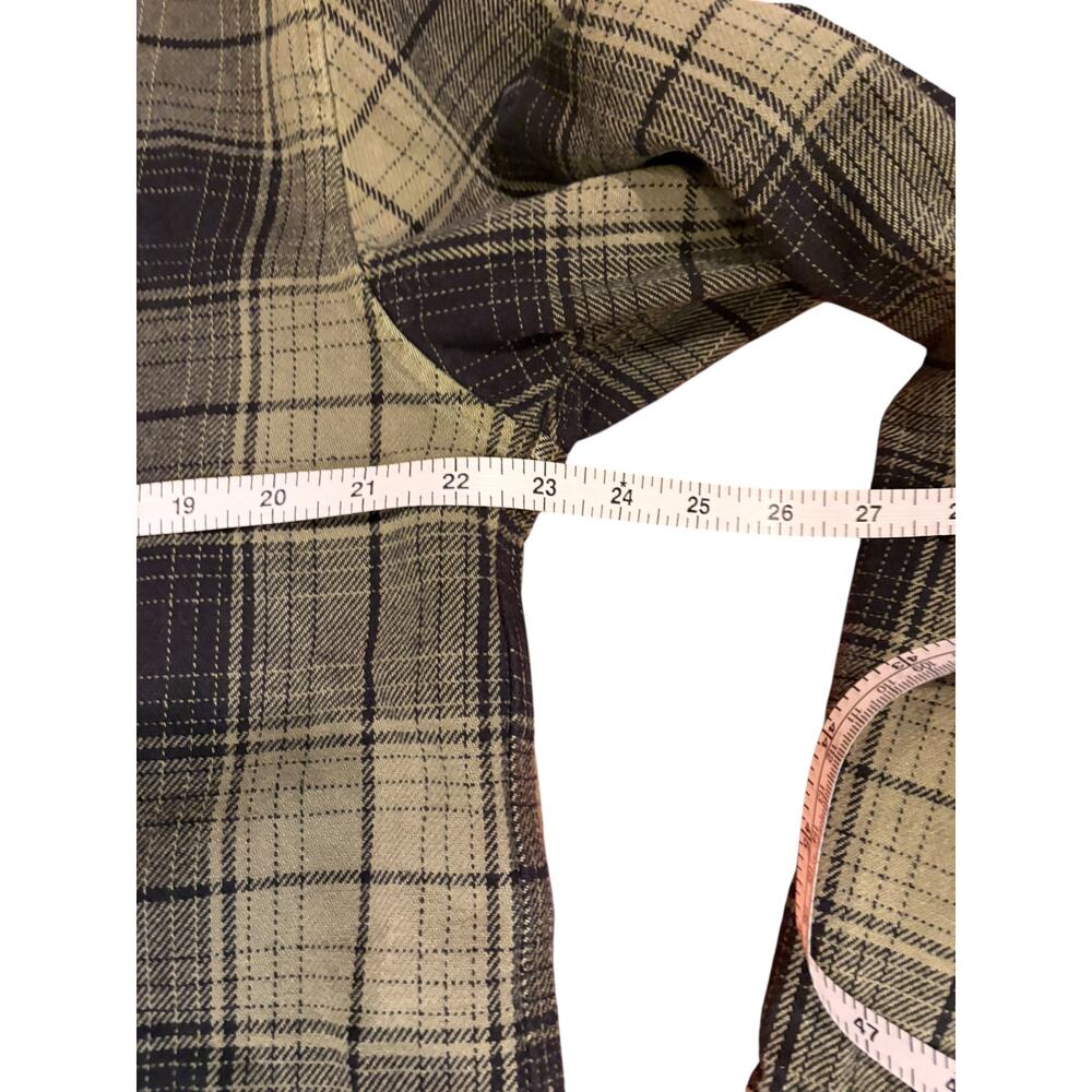 PURPLE BRAND Men's Plaid Flannel Shirt Size SMALL Green Black Heavyweight - Picture 6 of 11
